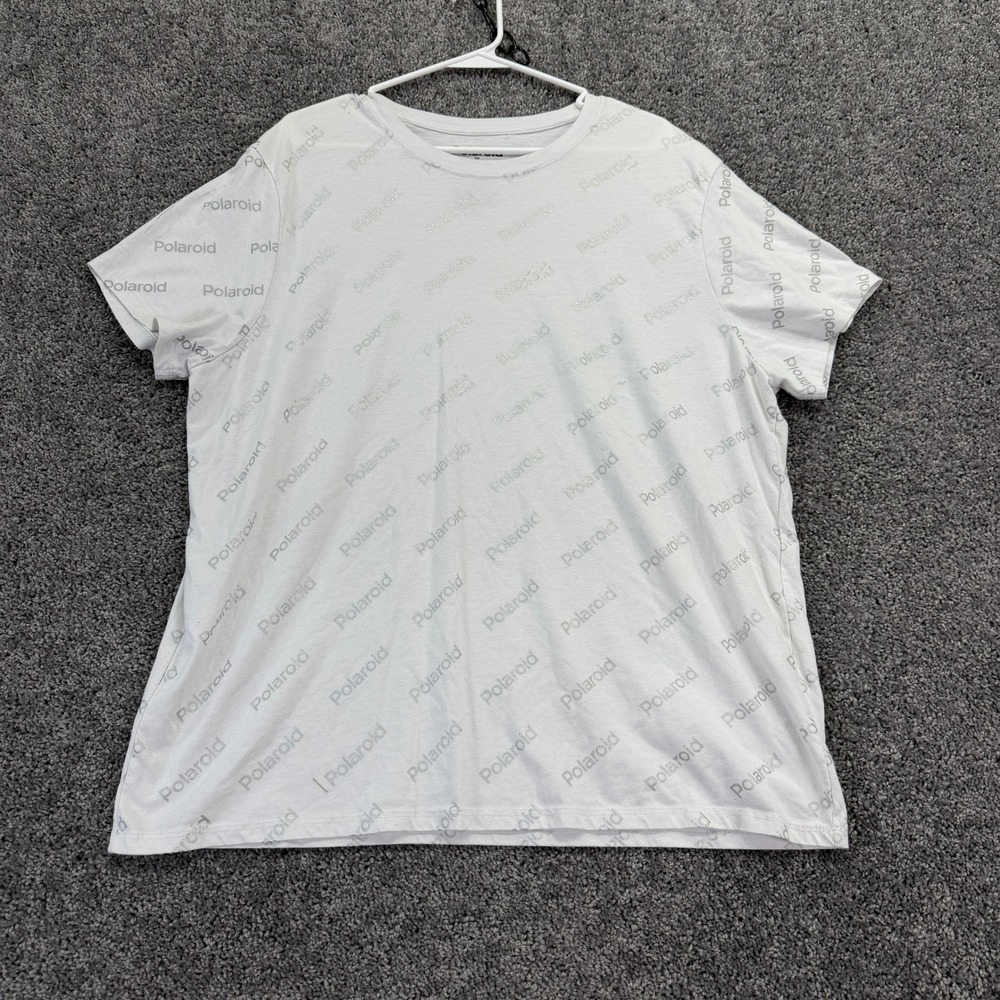 Polaroid T Shirt Womens 2XL White All Over Logo Print Short Sleeve Crew Neck Tee